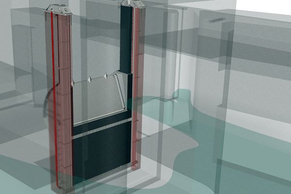 Grundablassschütze mit aufgesetzter Stauklappe Grundablassschütze mit aufgesetzter Stauklappe
